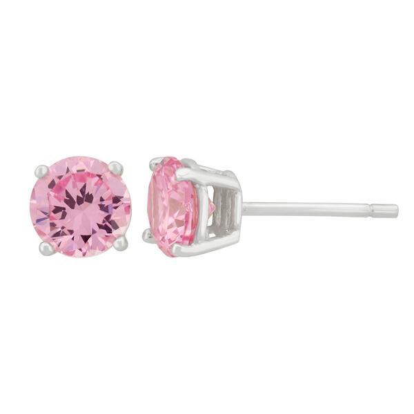 Forever New 6mm Round Pink Cubic Zirconia Stud Earrings - image 