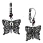 1928 Antiqued Silver-Tone Purple & Blue Butterfly Earrings - image 1