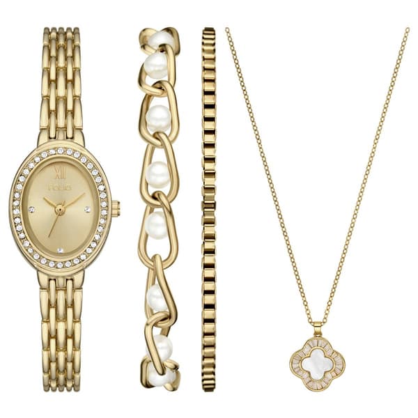 Womens Folio Gold-Tone Watch/Bracelet/Pendant Set - FMDFL2080 - image 