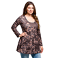 Plus Size 24/7 Comfort Apparel Brown Floral Tunic Top - image 2