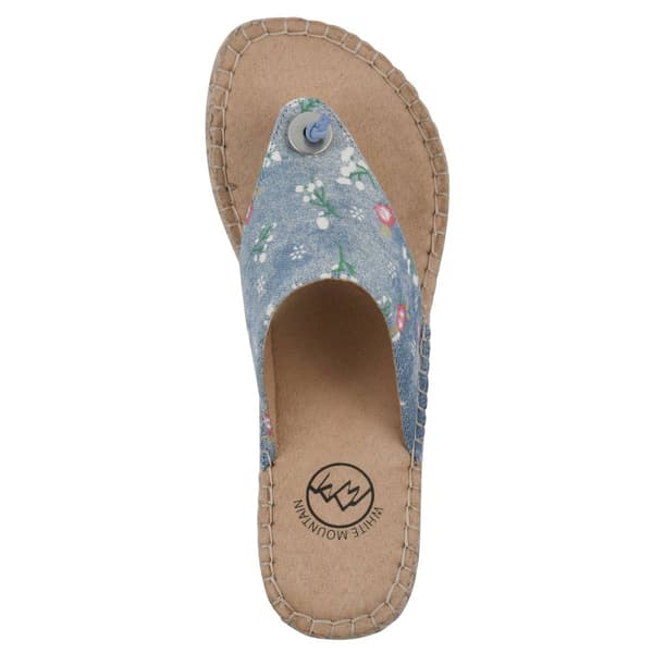 Womens White Mountain Beachball Floral Wedge Sandals