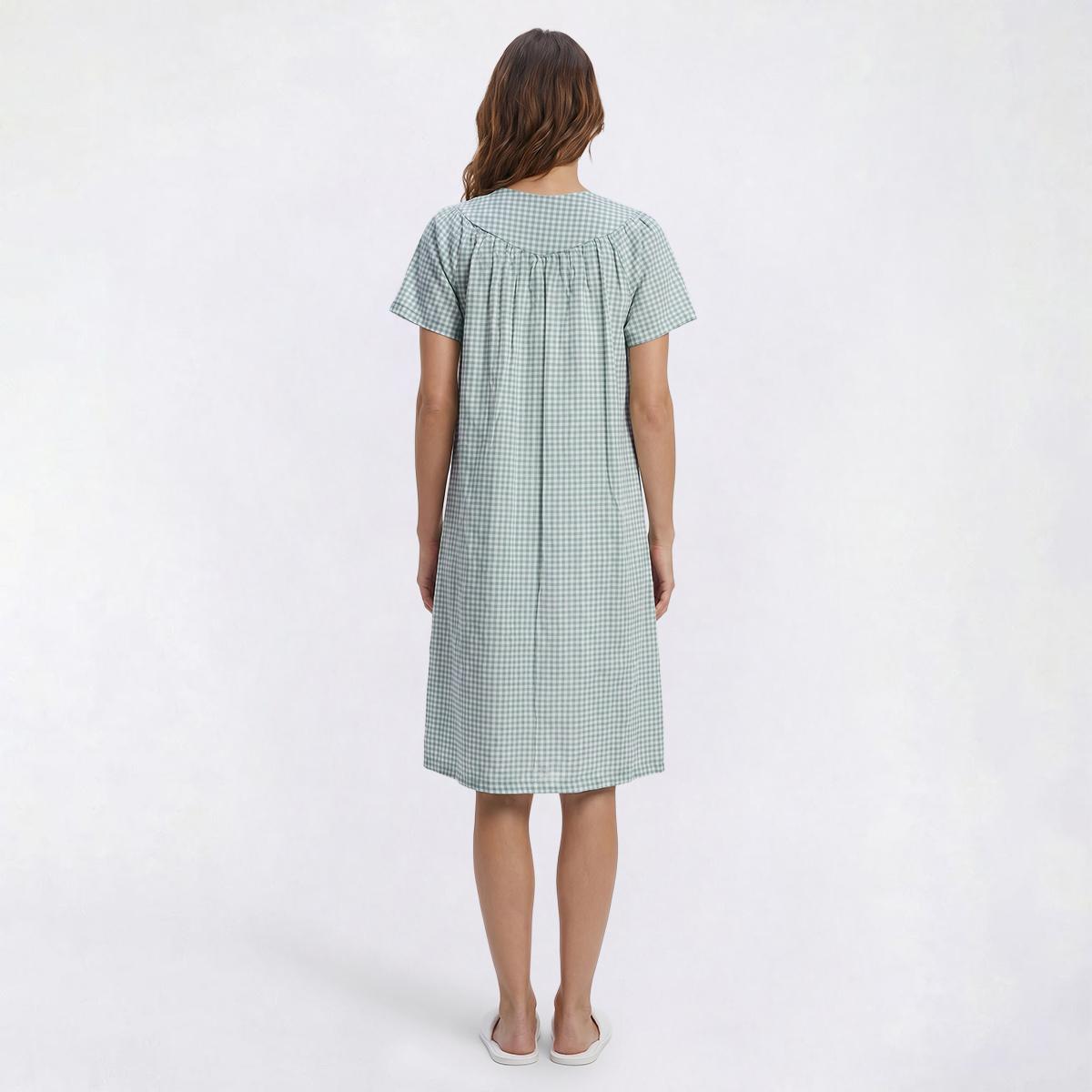 Womens Moon to Noon Short Sleeve Tiny Gingham Duster