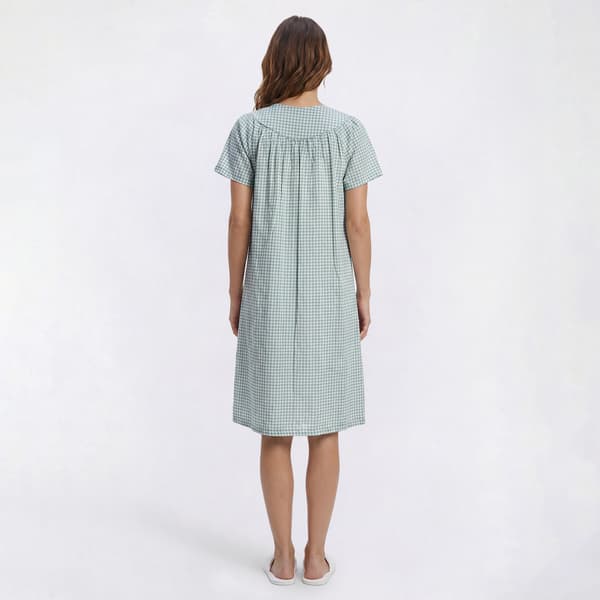 Womens Moon to Noon Short Sleeve Tiny Gingham Duster