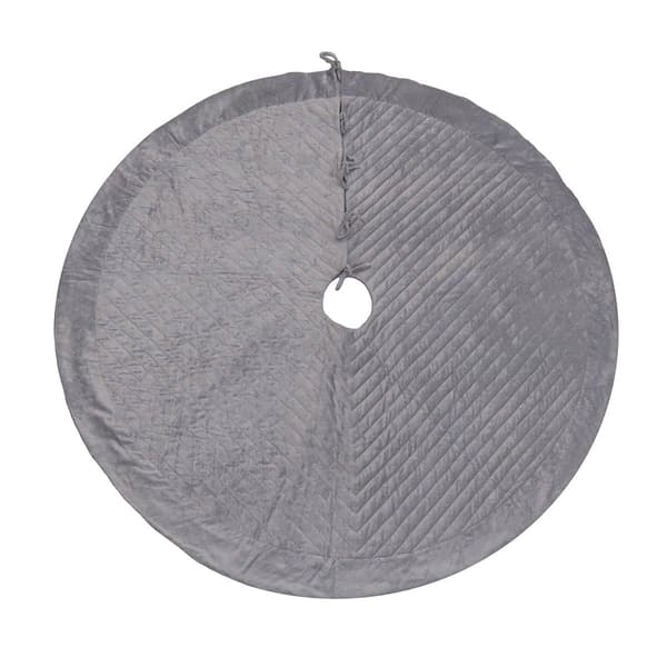 National Tree 60in. Quilted Velvet Silver Tree Skirt - image 