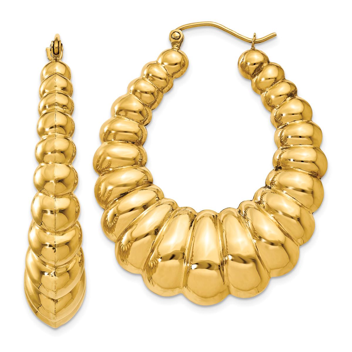 Gold Classics™ 41mm. 14kt. Gold Scalloped Hoop Earrings,Specials : American Fashion Style Bags On Sale