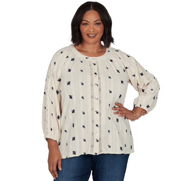 Plus Size Ruby Rd. English Countryside Button Front Floral Blouse