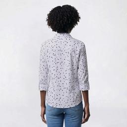 Womens Emily Daniels 3/4 Roll Tab Sleeve Star Button Down