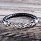 Mens Stainless Steel Cuban Chain & Black Braided Bracelet - image 1