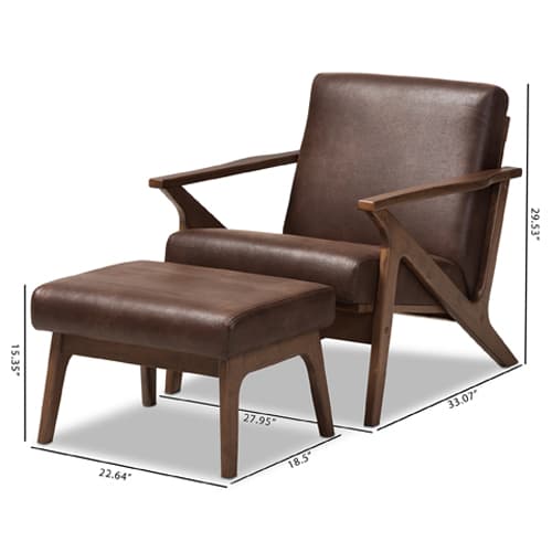 Baxton Studio Bianca Faux Leather Arm Chair and Ottoman Set