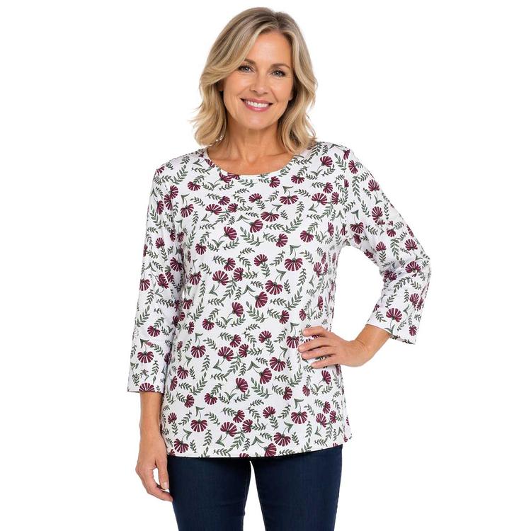 Womens Hasting & Smith 3/4 Sleeve Loft Floral Crew Neck Tee