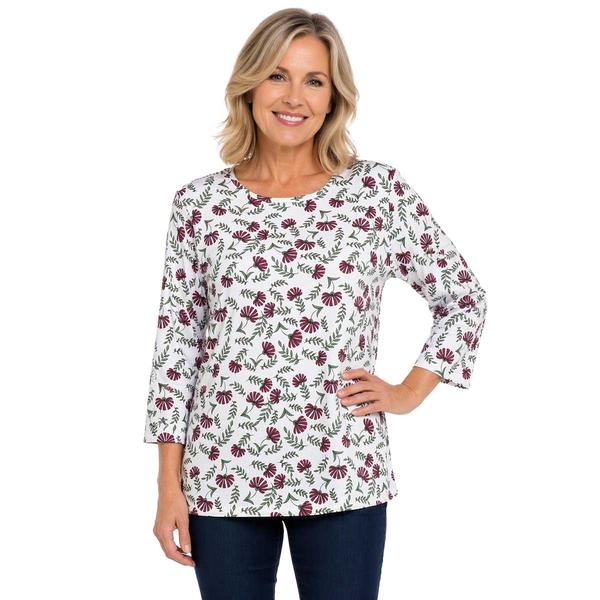 Petite Hasting & Smith 3/4 Sleeve Loft Floral Crew Neck Tee - image 