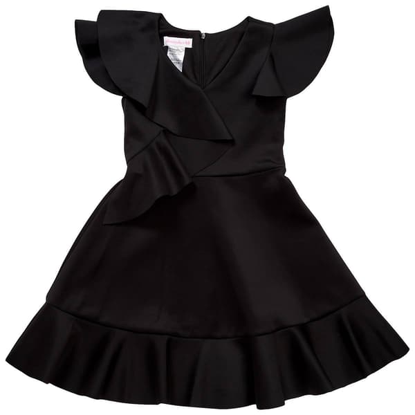 Girls (7-16) Bonnie Jean Flutter Cuff Side Ruffle Skater Dress