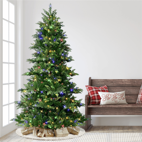 Puleo International 7.5ft Pre-Lit LED Idaho Spruce Christmas Tree