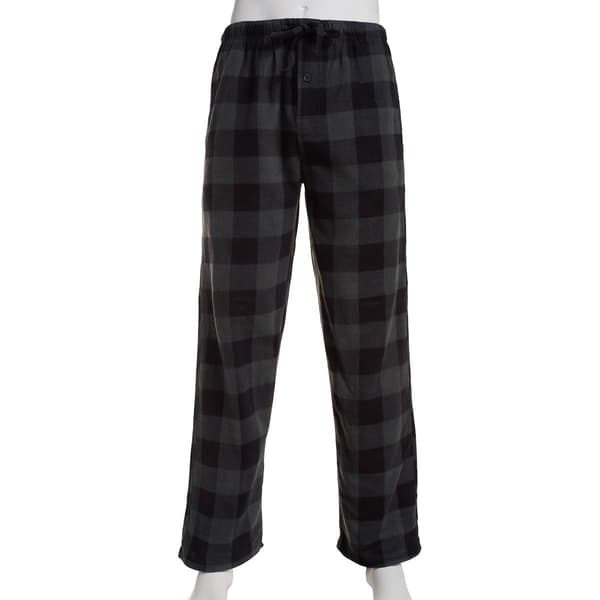 Mens Architect&#40;R&#41; Plaid Rolled Fleece Sleep Pants - Black/Grey - image 