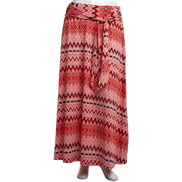 Plus Size NY Collection Pull On Side Tie Chevron Maxi Skirt - image 