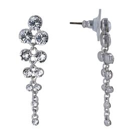 Crystal Colors Silver Plated Dangle Multi Crystal Dangle Earrings