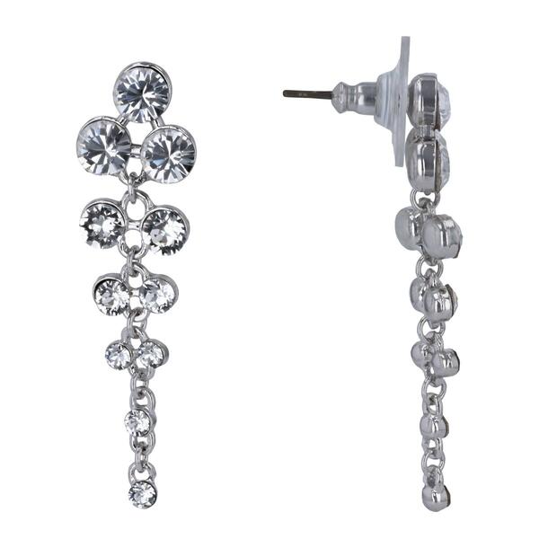 Crystal Colors Silver Plated Dangle Multi Crystal Dangle Earrings - image 