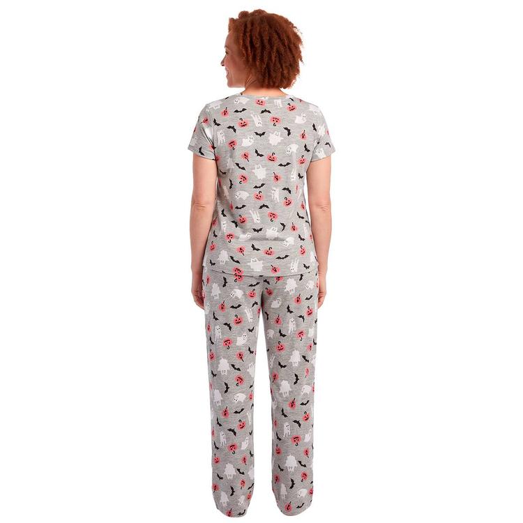 Womens René Rofé® Ghost Cats Bats & Pumpkins Pajama Set