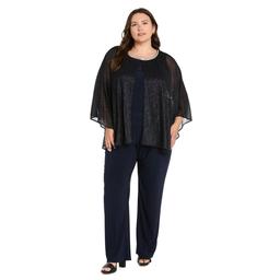 Plus Size R&M Richards Mock 2Pc Crinkle Capelet Pants Set