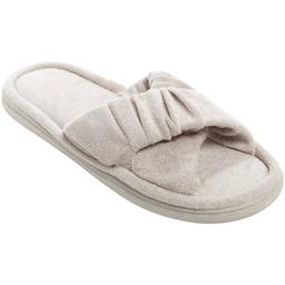 Womens Ella & Joy Ruched Terry Slide Slippers