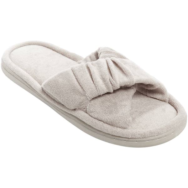 Womens Ella & Joy Ruched Terry Slide Slippers - image 