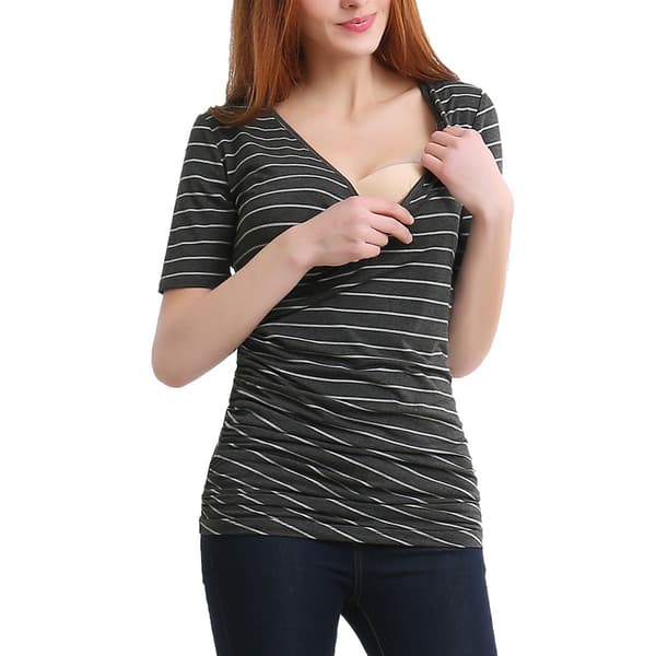 Womens Glow & Grow&#174; Faux Wrap Stripe Maternity Nursing Top