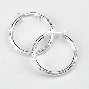 Silver Plated 3x30mm Diamond Cut Hoop - image 