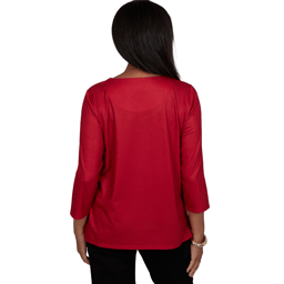Womens Alfred Dunner Classics 3/4 Sleeve Christmas Tree Blouse