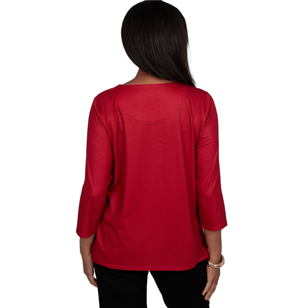 Womens Alfred Dunner Classics 3/4 Sleeve Christmas Tree Blouse - image 