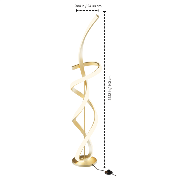 Infibrite Golden 59in. Swirl LED Stepless Dimming Floor Lamp