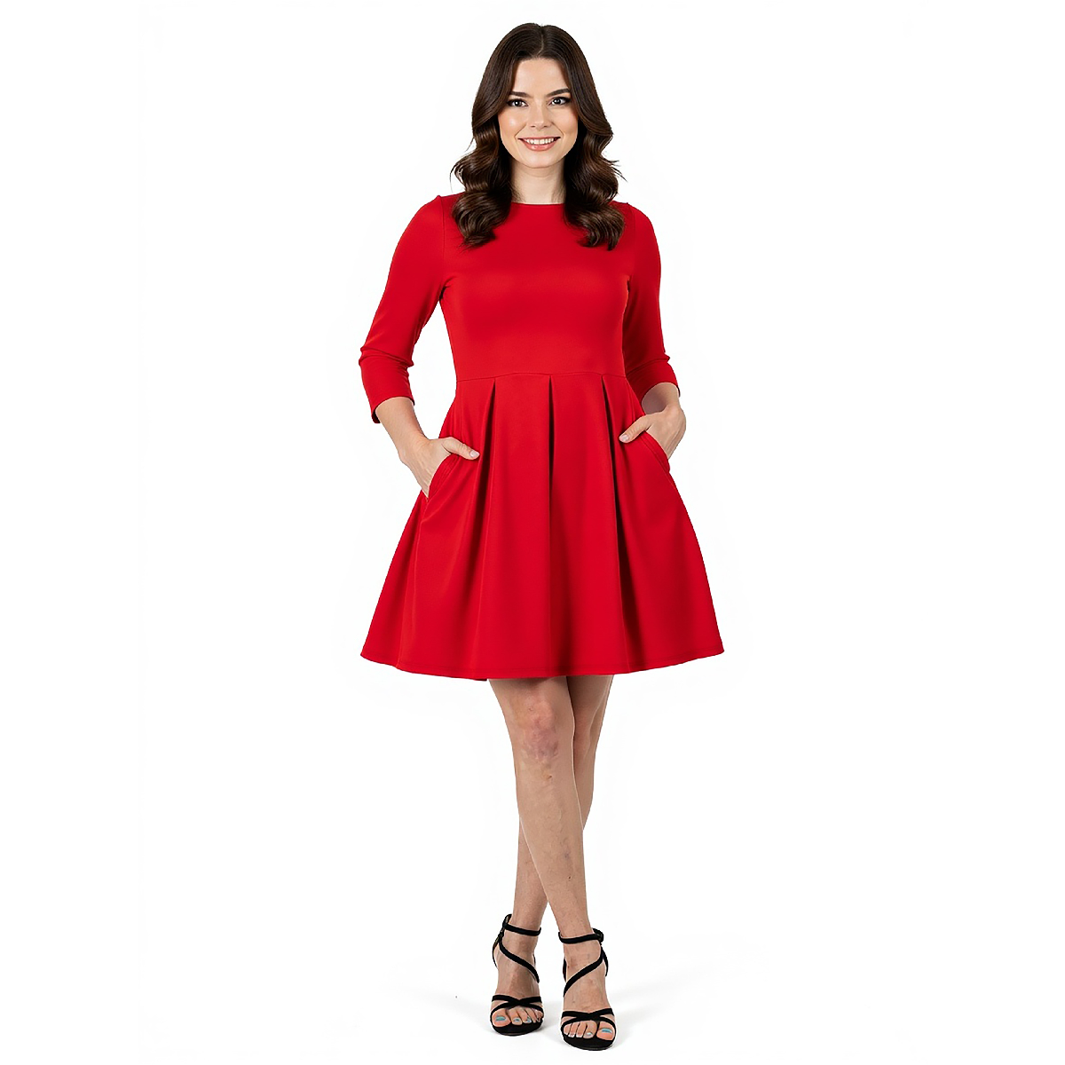 Womens 24/7 Comfort Apparel Fit & Flare Pocket Maternity Dress