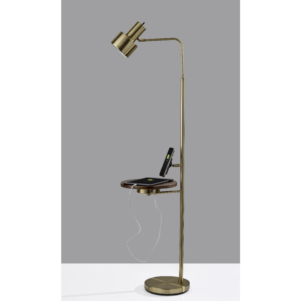 Adesso Joel Wireless Charging Task Floor Lamp with Metal Shade