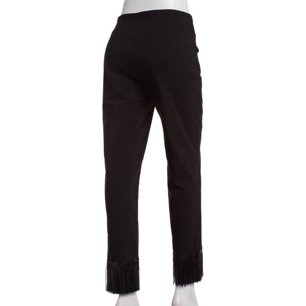 Womens Zac & Rachel Solid Millennium Fringe Sequin Hem Pants