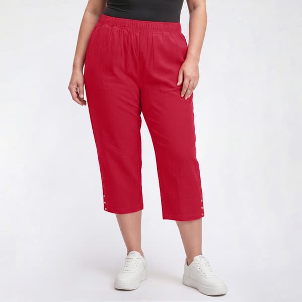 Plus Size Emily Daniels Pull On Solid Capris With Rivets - image 