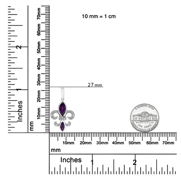 Haus of Brilliance Purple Amethyst Fleur de Lis Dangle Earrings