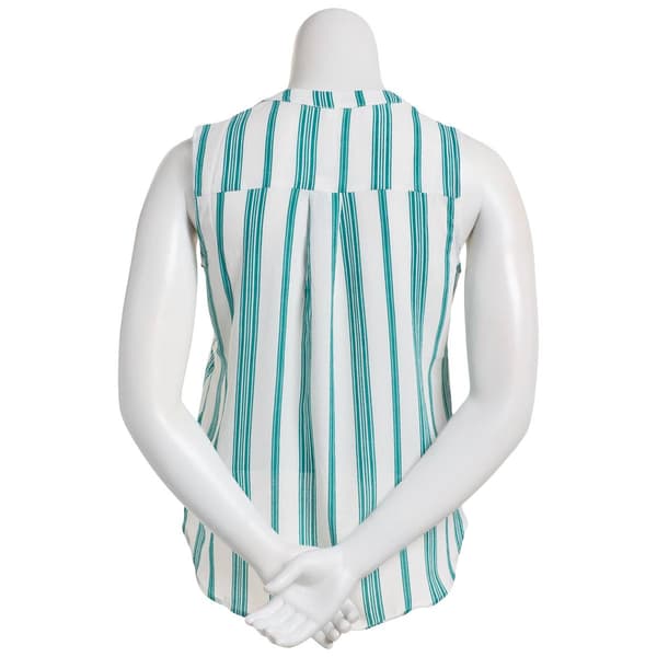 Womens NY Collection Sleeveless Stripe Knot Front Blouse