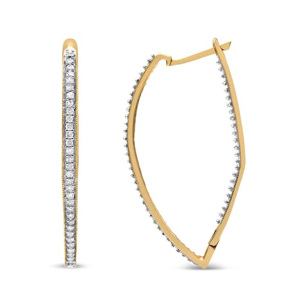 Haus of Brilliance 10kt. Yellow Gold Diamond Hoop Earrings