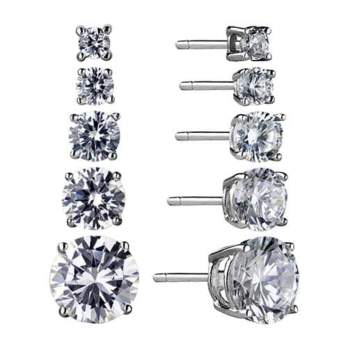 Sunstone 5pr. Sterling Silver & CZ Earrings Set
