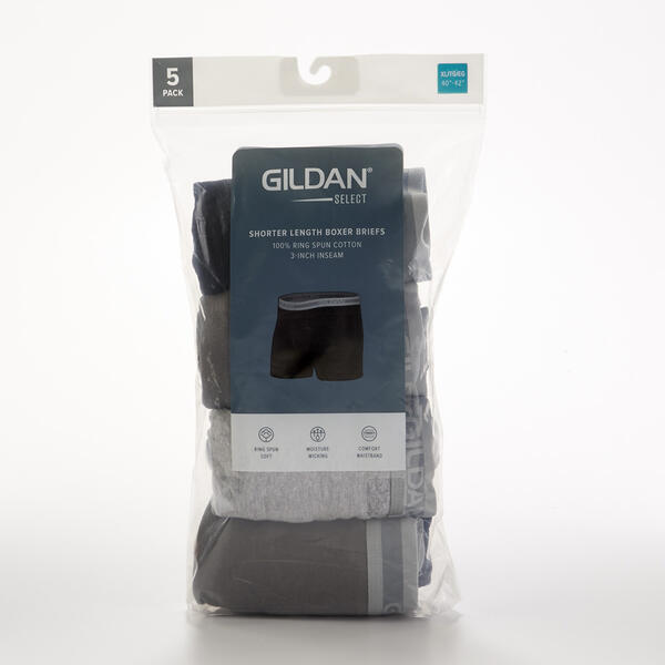 Mens Gildan&#40;R&#41; Select 5pk. Short Leg Black And Grey Boxer Briefs - image 
