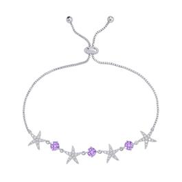 Gianni Argento Starfish Adjustable Bracelet - Silver/Purple