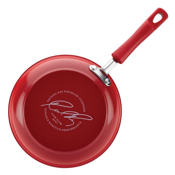 Rachael Ray&#174; Hard Enamel Nonstick 9.5in Red Deep Skillet