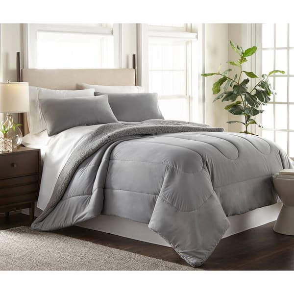 Micro Flannel&#40;R&#41; Reverse to Sherpa Solid Comforter Set - image 