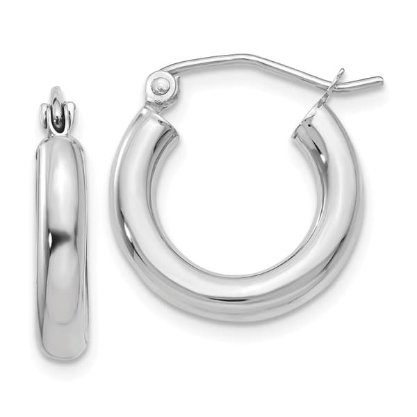 Gold Classics&#40;tm&#41; 14kt. White Gold 16mm Tube Hoop Earrings - image 