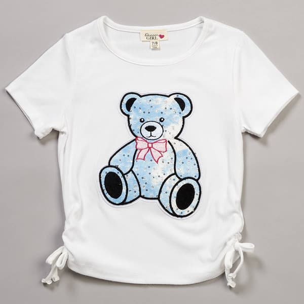 Girls (7-16) Dream Girl Side Cinched Denim Bear Tee - image 