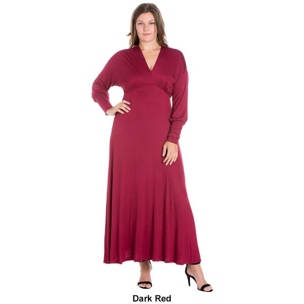 Plus Size 24/7 Comfort Apparel V-Neckline Empire Waist Dress