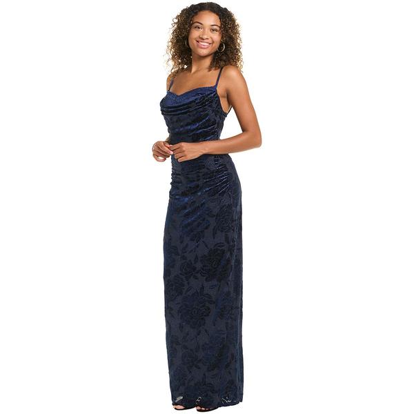 Juniors Emerald Sundae Glitter Burnout Velvet Bar Back Maxi Dress - image 