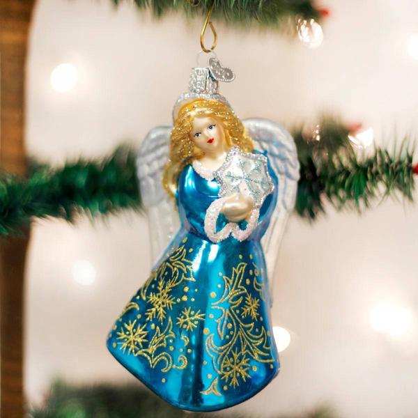 Old World Christmas Snowflake Angel Glass Ornament - image 