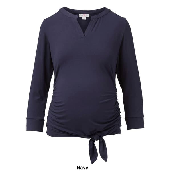 Womens Times Two Long Sleeve Solid Side Tie Maternity Top