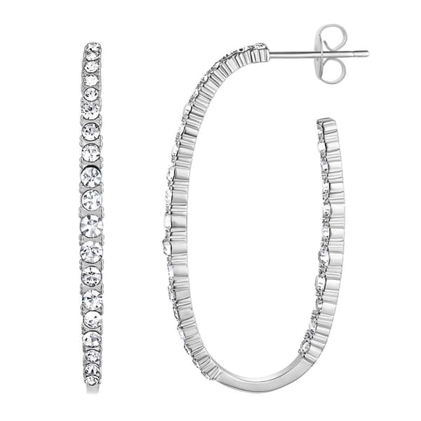 White Crystal hot Oval Hoop Dangles