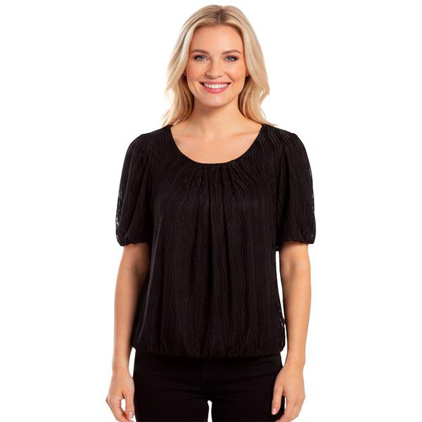 Womens Sara Michelle Balloon Sleeve Back Keyhole Blouse